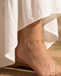 Anti-Tarnish Gold Star White Stone Anklet size Adjustable Pair