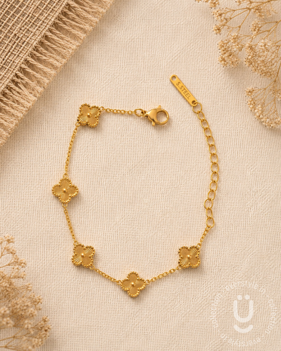 Anti-Tarnish Gold Clover Adjustable Bracelet