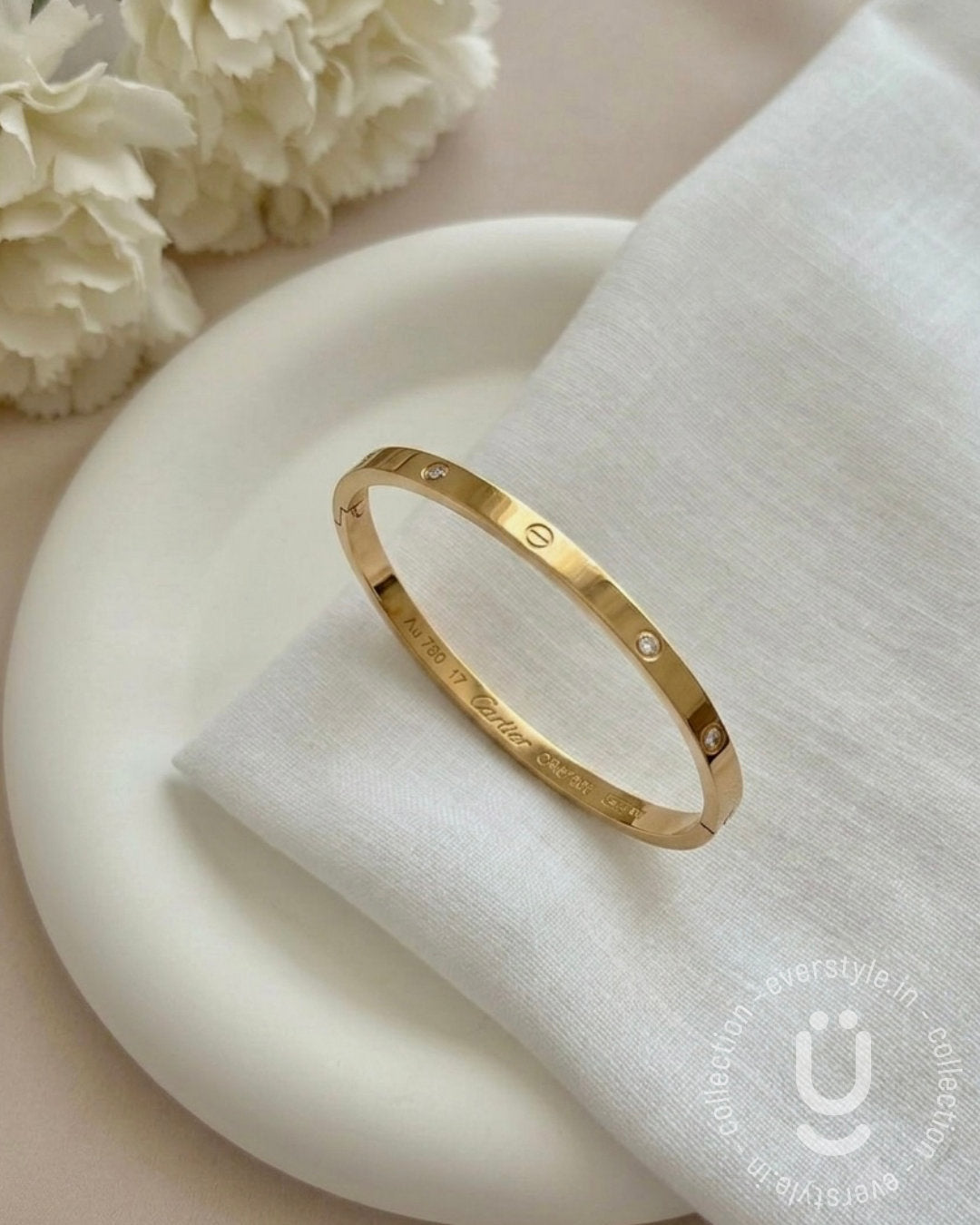 Anti-Tarnish Gold Slim Bangle Adjustable Size 2.2