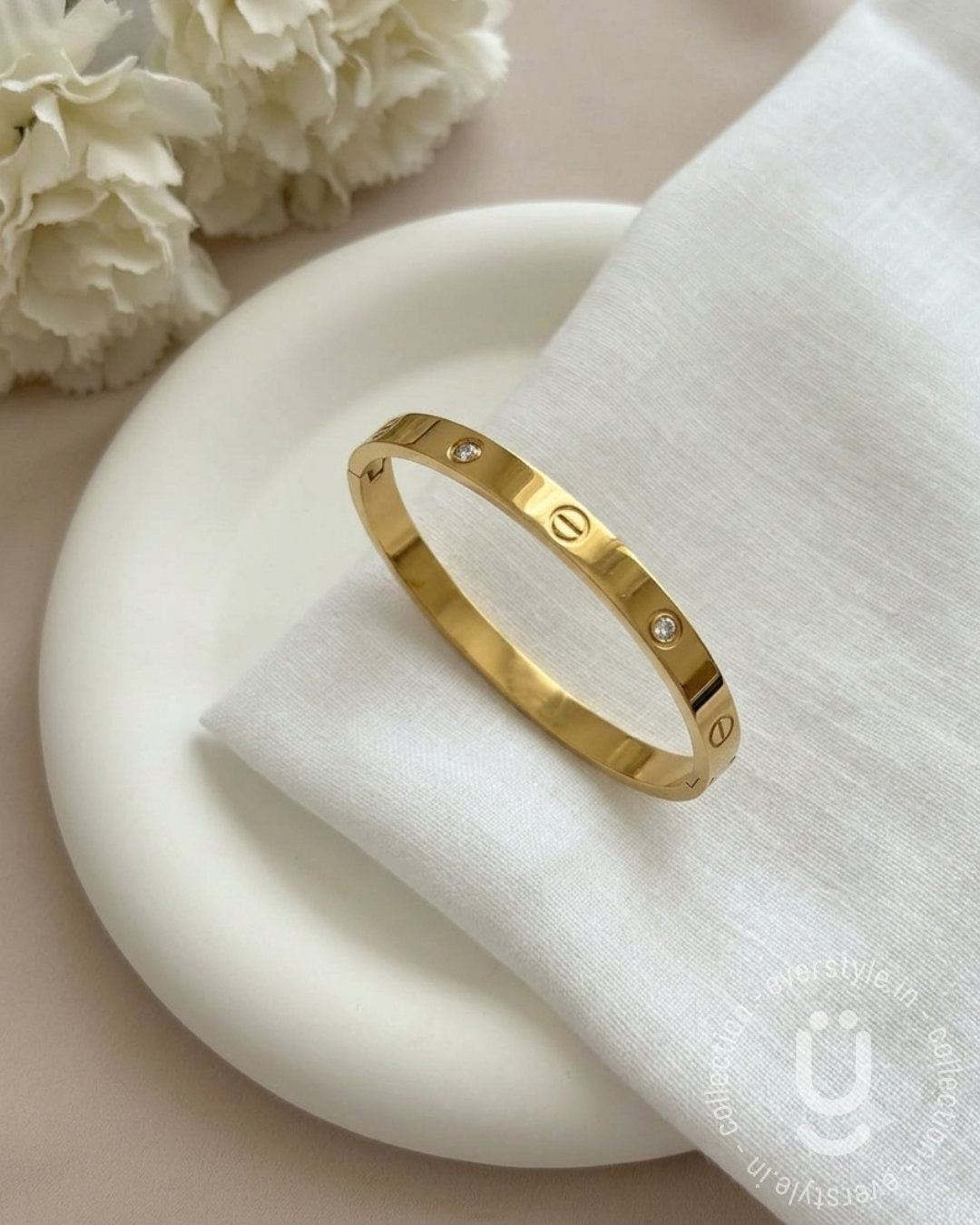 Anti-Tarnish Gold Bangle Adjustable Size 2.2