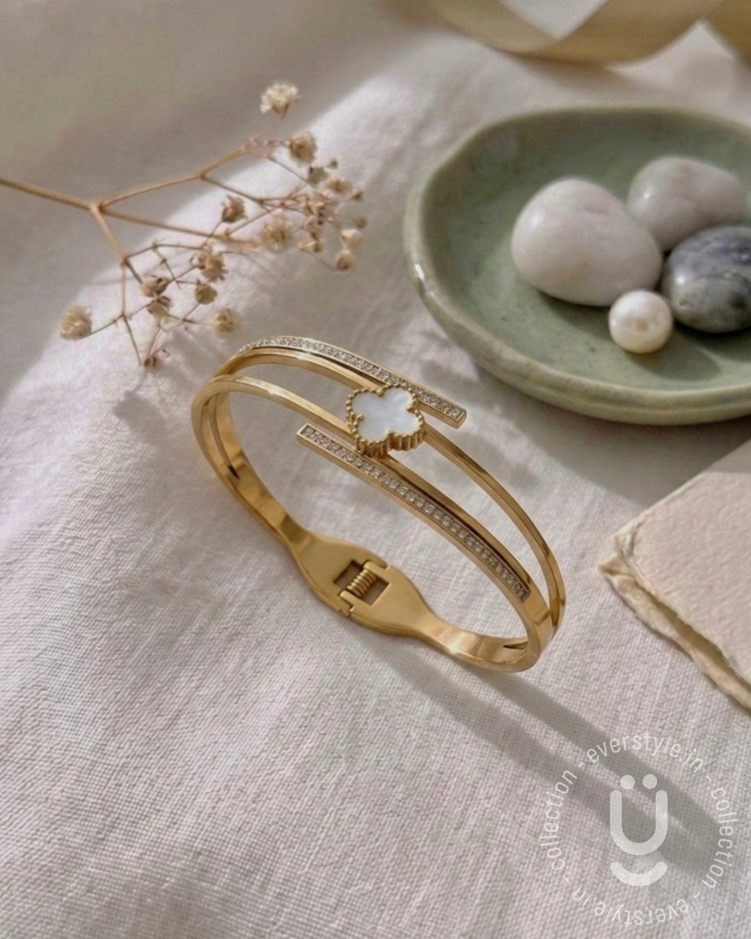 Anti-Tarnish Gold Bangle Adjustable Size Medium