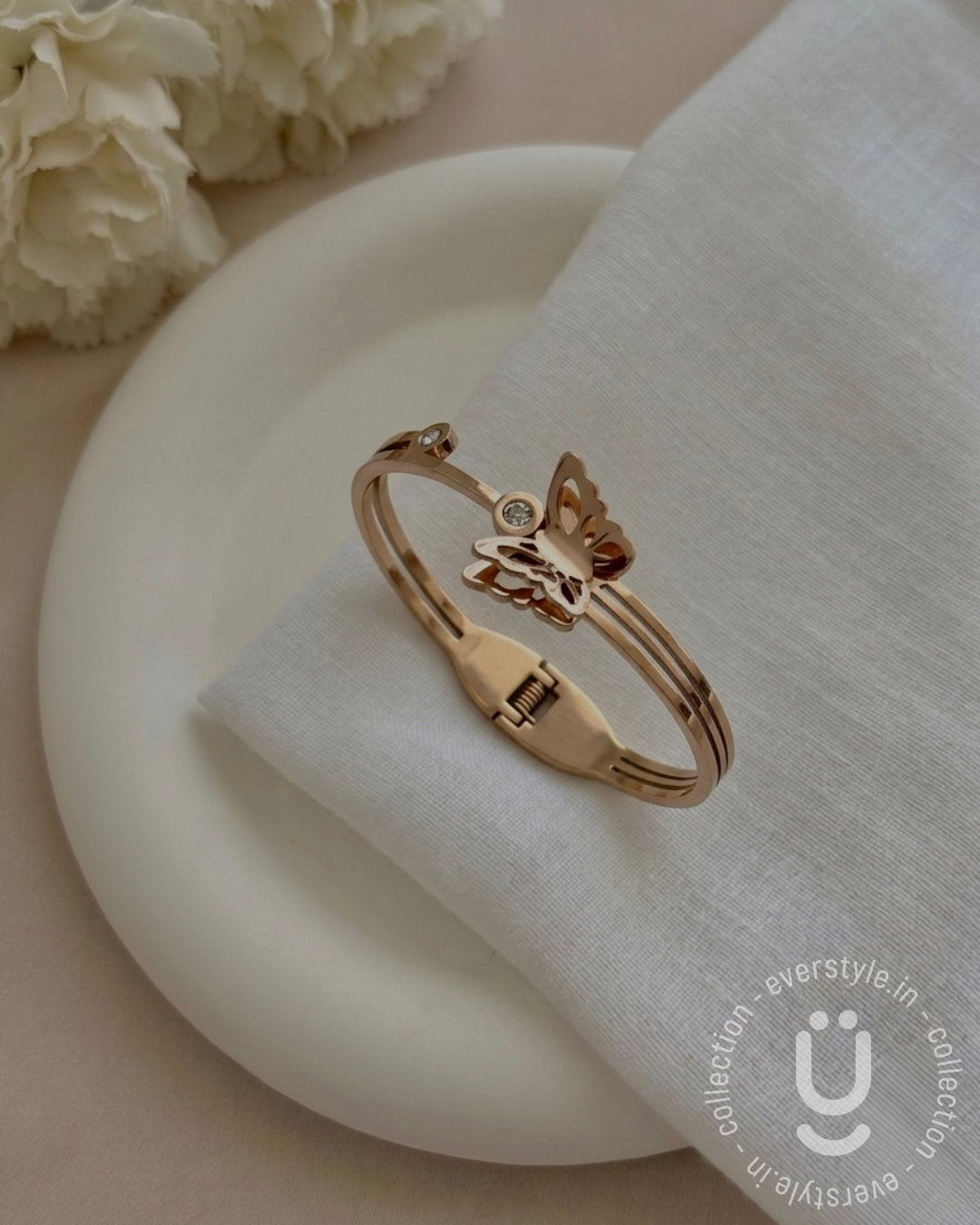 Anti-Tarnish Rose Gold Bangle Adjustable Size 2.2