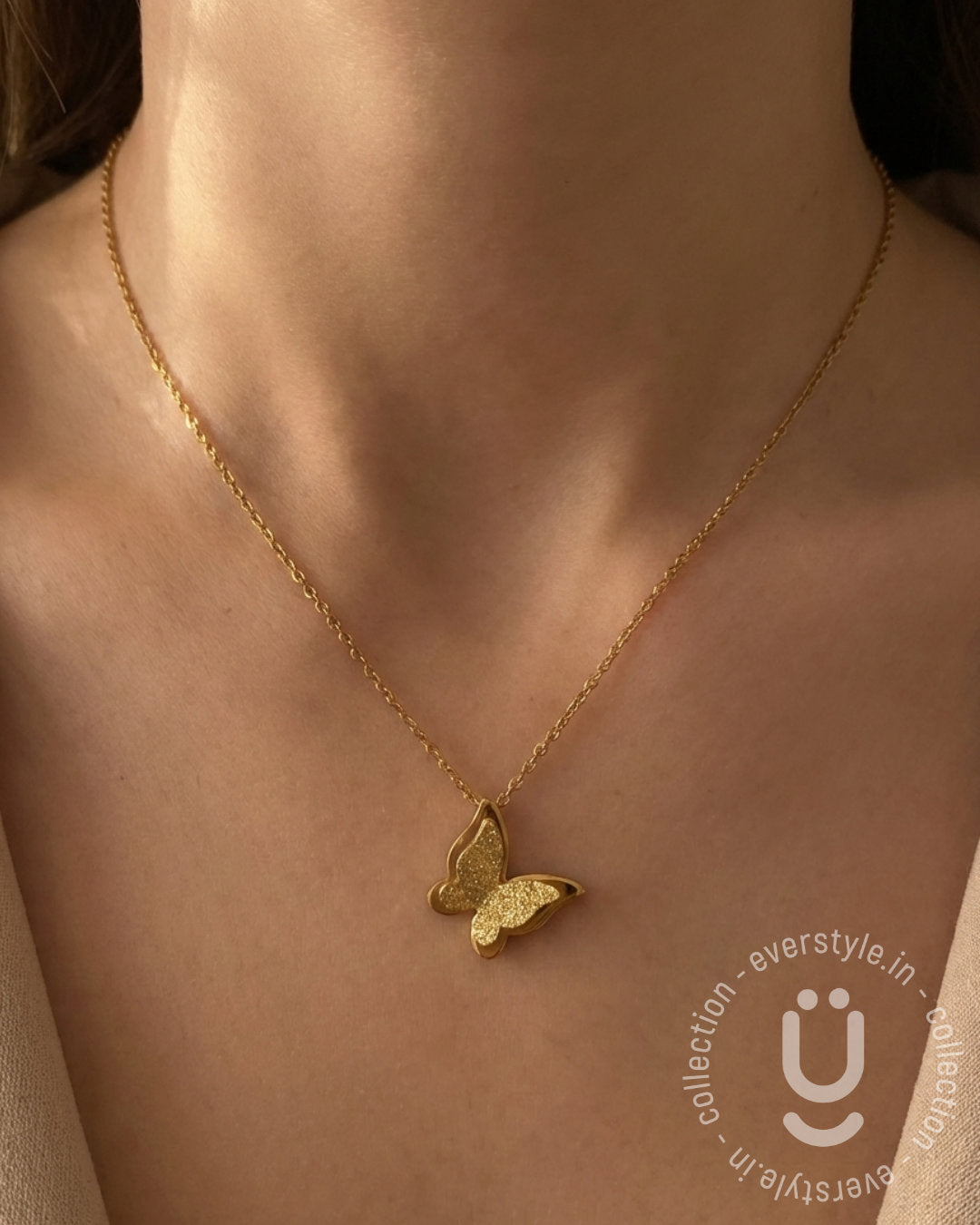 Anti-Tarnish Gold Butterfly Pendant Necklace