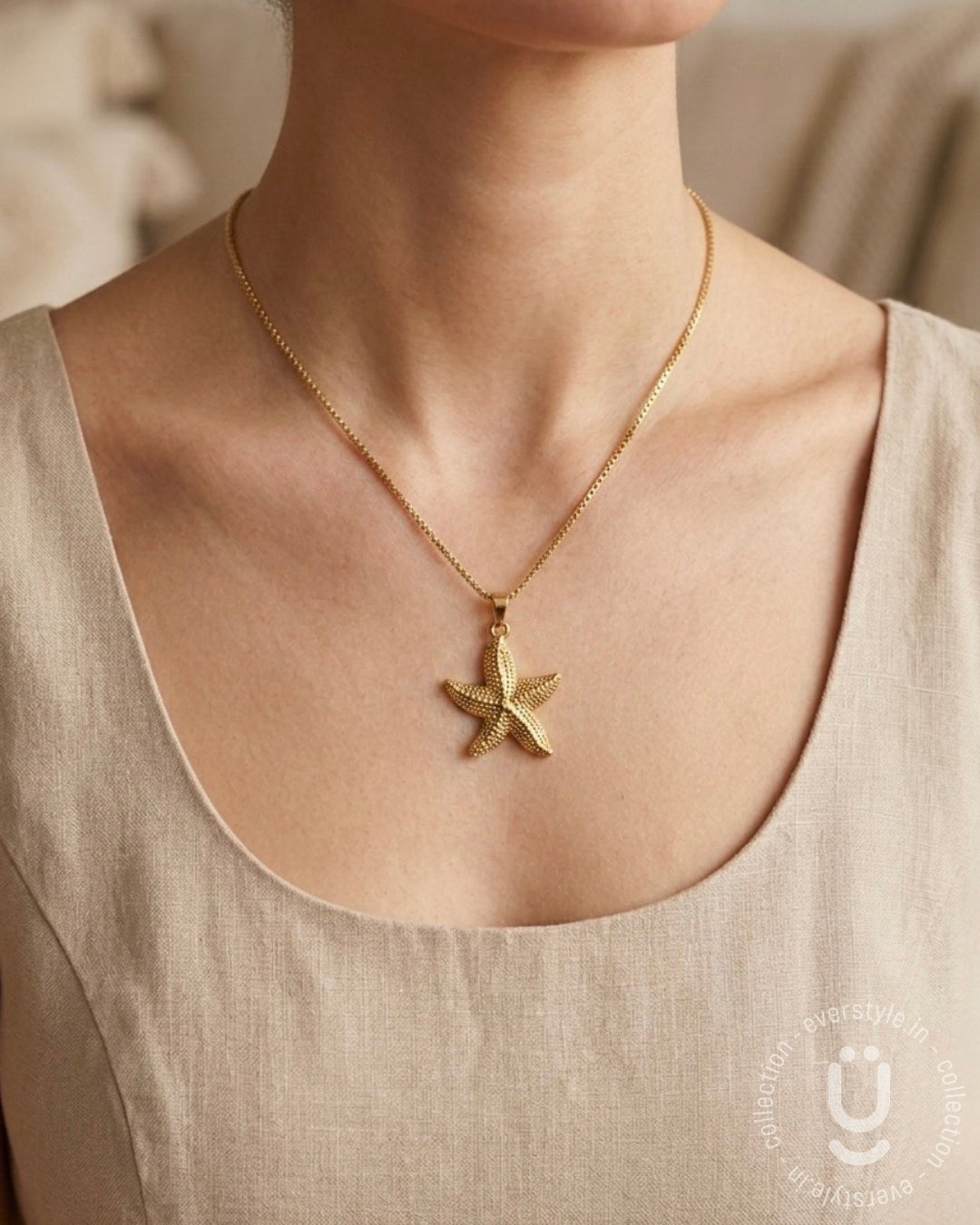 Anti-Tarnish Gold Star Fish Pendant Necklace