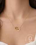 Anti-Tarnish Gold Double Heart Pendant Necklace