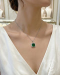Anti-Tarnish Steel Green Pendant Necklace