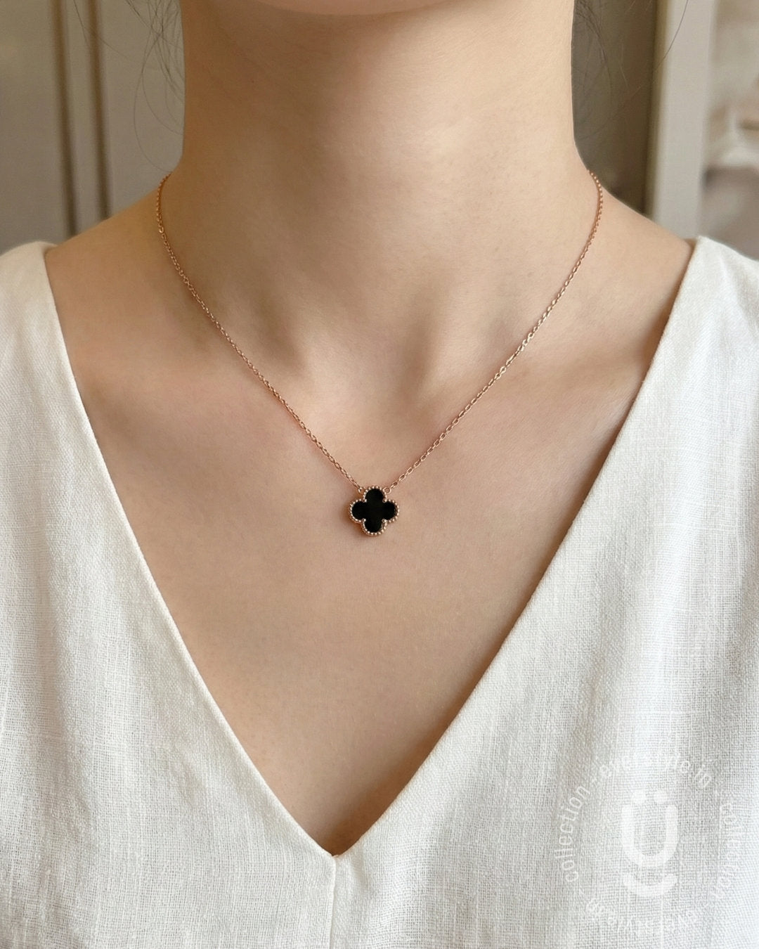 Anti-Tarnish Rose Gold Clover Pendant Necklace