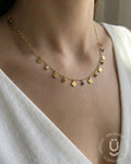 Anti-Tarnish Gold Leaf Multi Stone Necklace
