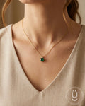 Anti-Tarnish Gold Green Stone Pendant Necklace