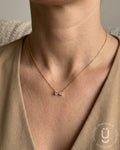 Anti-Tarnish Gold Bow Stone Pendant Necklace