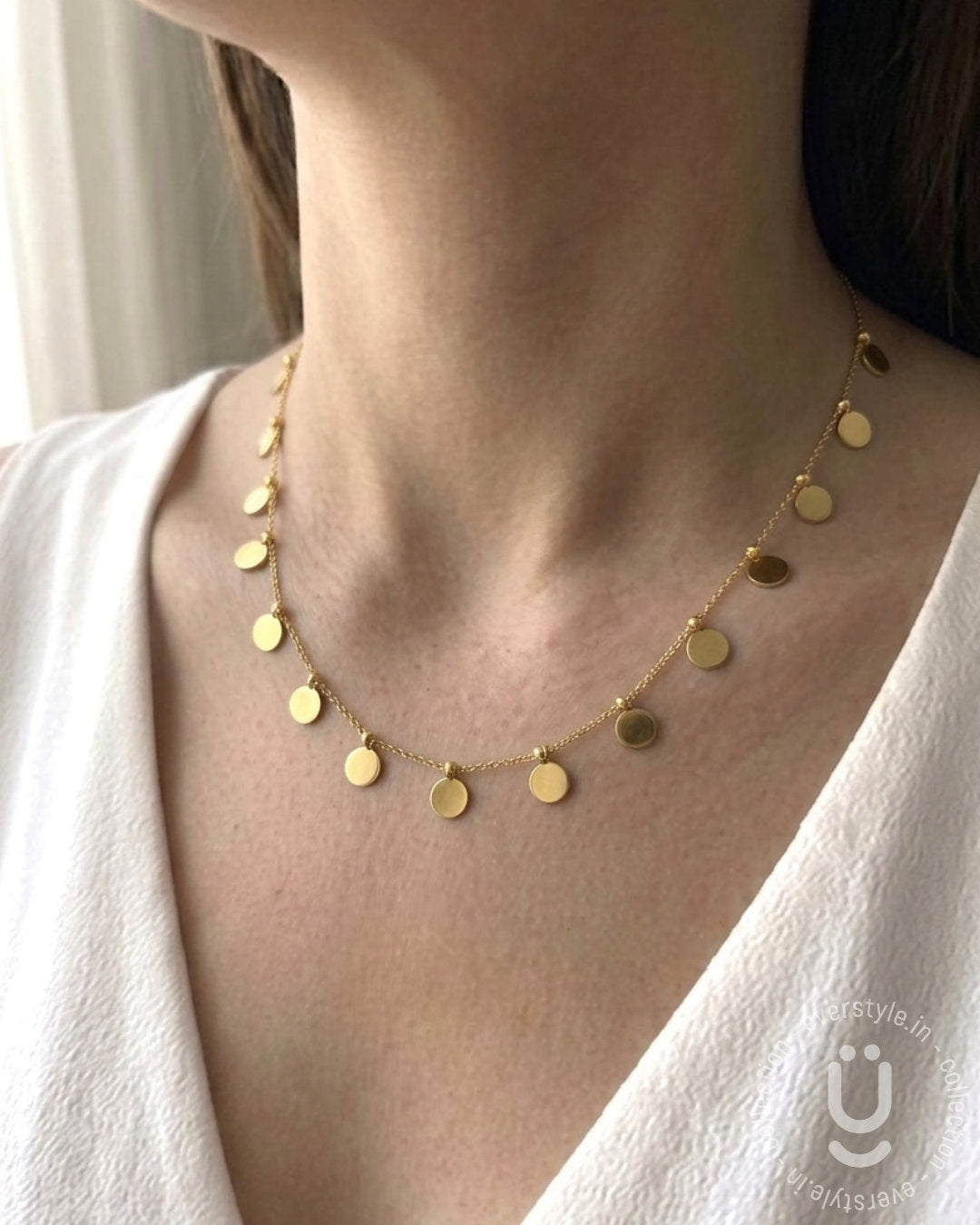 Anti-Tarnish Gold Round Charms Necklace
