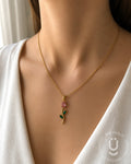 Anti-Tarnish Gold Tulip Stone Pendant Necklace
