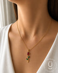 Anti-Tarnish Gold Tulip Stone Pendant Necklace